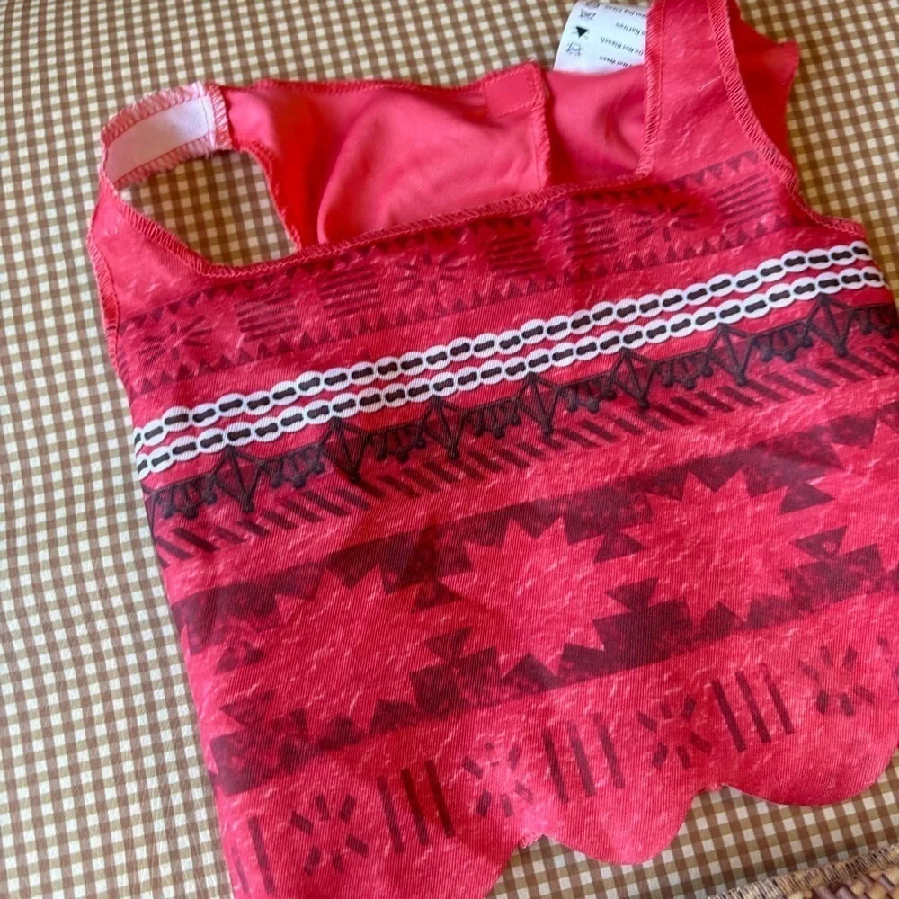 Disney Moana Costume top / skirt‎ / sandals slides. NEW. Size 4-6 years